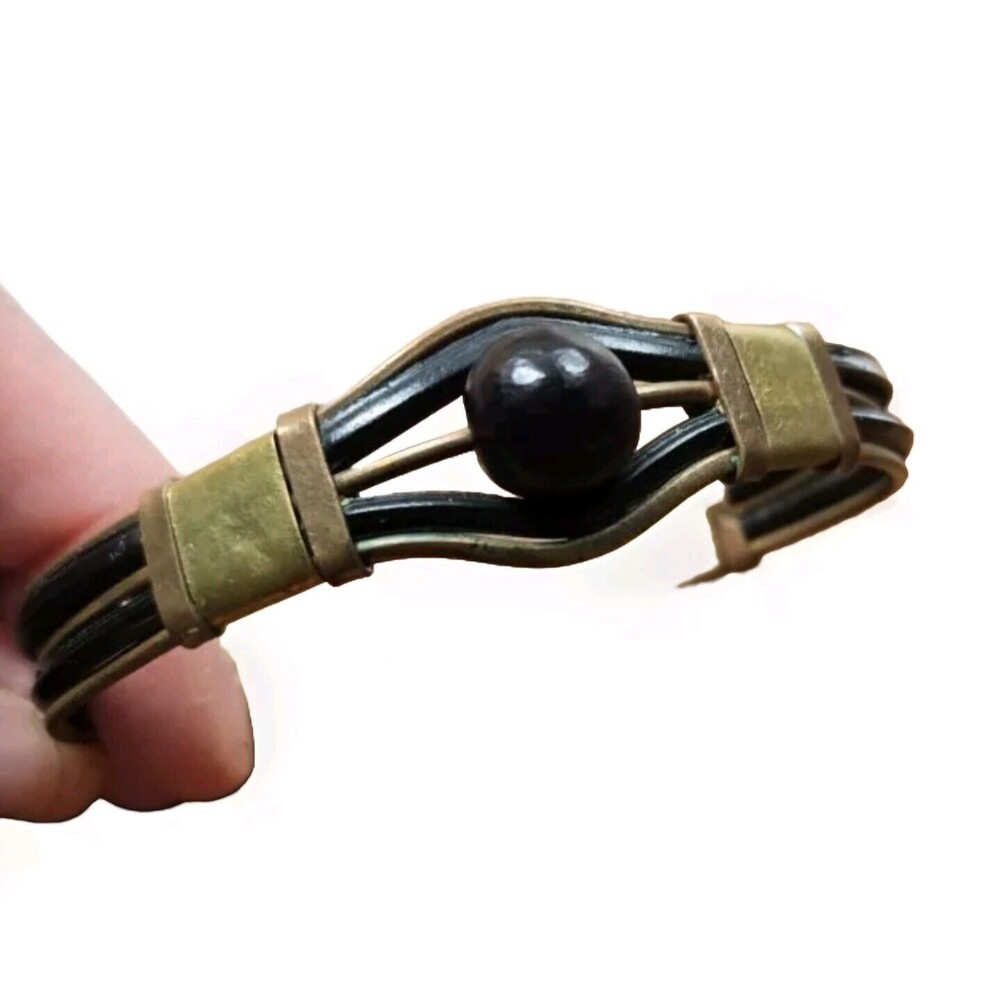 African Bead Wire Cuff Bracelet Costume Jewelry Adjustable/bendable Copper Black